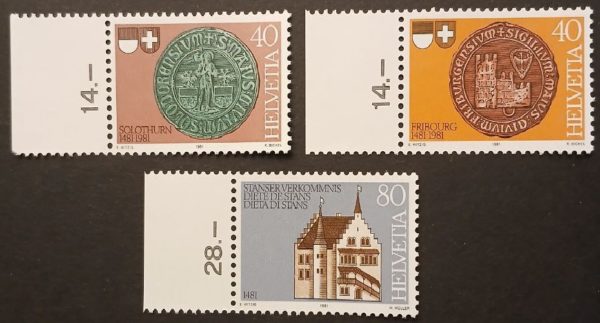 Francobolli Svizzera 1981 non circolati – Solothurn Fribourg Stans Francobolli Svizzera 1981 Solothurn Fribourg Stans non circolati