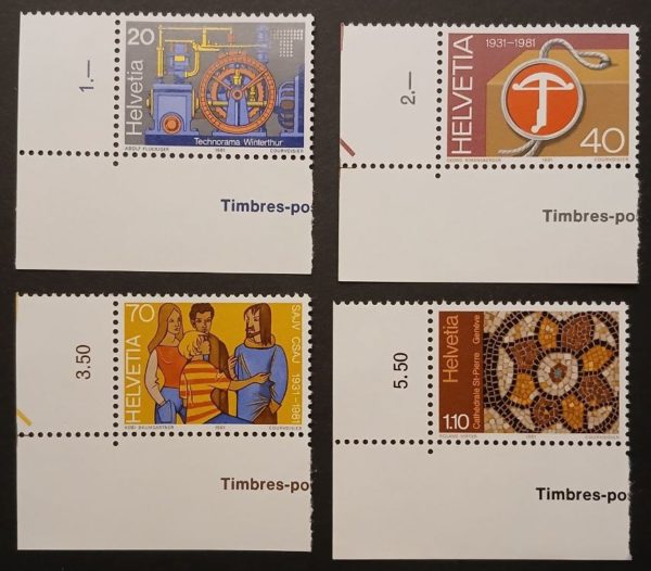 Francobolli Svizzera 1981 non circolati – Serie completa Serie francobolli Svizzera 1981 non circolati con margine