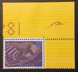 Francobollo Svizzera Pro Aero 1981 foglietto angolare Francobollo Pro Aero 1981 Svizzera foglietto angolare non circolato