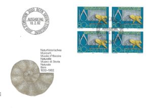 SERIE-82-268 FDC Svizzera 1982 museo di storia naturale blocco quattro 80 c