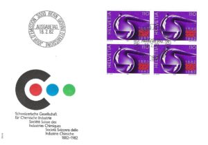 SERIE-82-269 FDC Svizzera 1982 industria chimica blocco da quattro 110 c