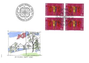 SERIE-82-271 FDC Svizzera 1982 OMPI WIPO quartina 40 c servizio