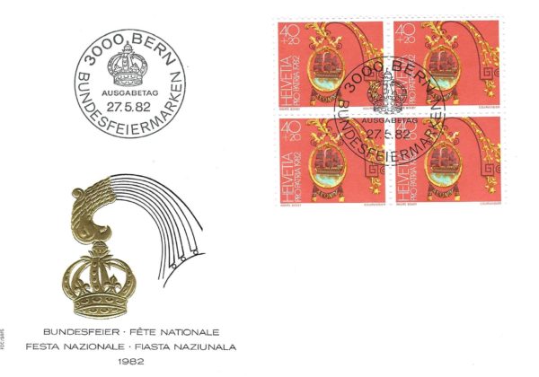 SERIE-82-275 FDC Svizzera 1982 Pro Patria quartina 20+10