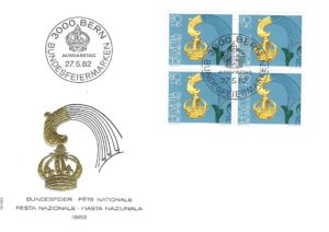 SERIE-82-277 FDC Svizzera 1982 Pro Patria quartina 70+30