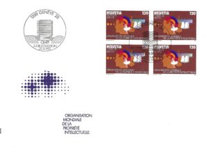 SERIE-82-282 FDC Svizzera 1982 OMPI WIPO ingranaggi quartina 100 c servizio