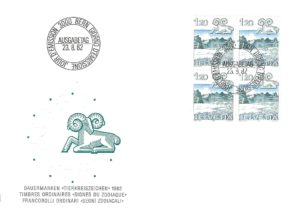SERIE-82-286 FDC Svizzera 1982 Segni zodiacali Pesci quartina 110