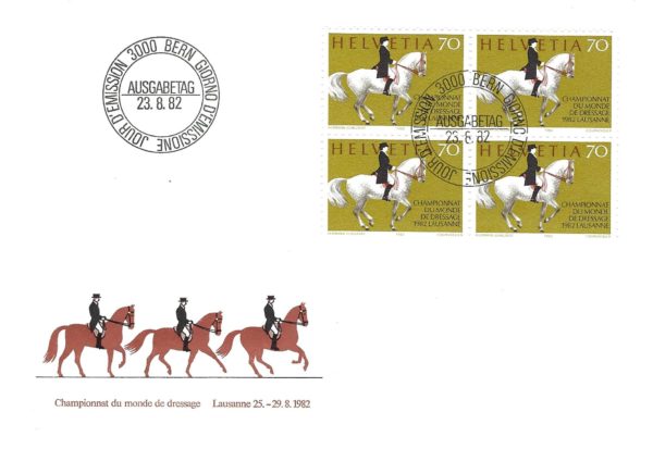 SERIE-82-292 FDC Svizzera 1982 campionato del mondo di dressage