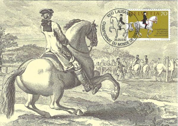 SERIE-82-293-1 Cartolina Svizzera 1982 campionato del mondo di dressage