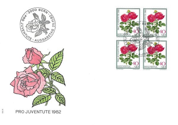 SERIE-82-300 FDC Svizzera 1982 Pro Juventute quartina 40+20