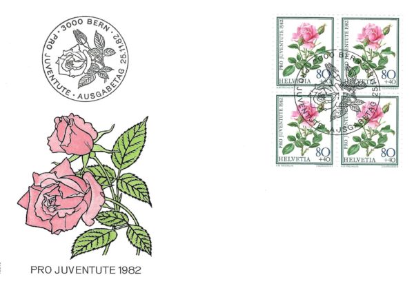SERIE-82-302 FDC Svizzera 1982 Pro Juventute quartina 80+40