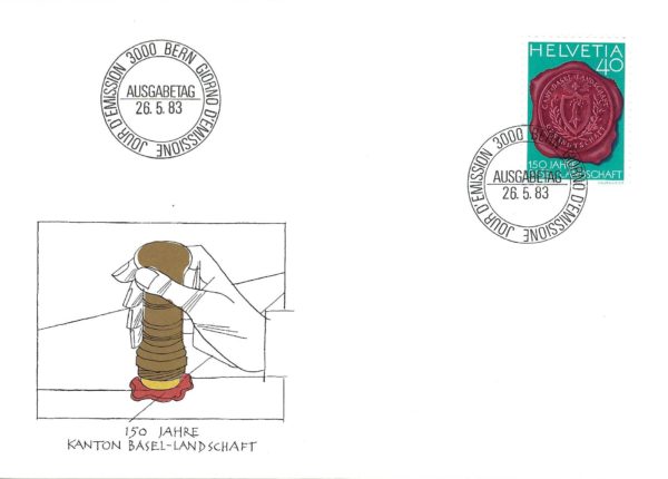 Busta FDC Svizzera 1983 – 150 anni Canton Basilea-Campagna FDC Svizzera 1983 Basel-Landschaft 150 Jahre