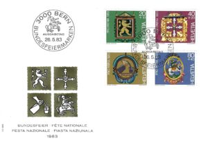 FDC Svizzera 1983 Pro Patria – serie completa 20+10 / 40+20 / 80+40 FDC 1983 Pro Patria – Bundesfeiermarken