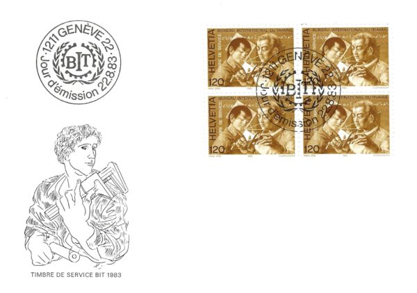 Busta FDC Svizzera 1983 servizio BIT blocco da 4 valore 120 FDC servizio BIT 1983 blocco da quattro