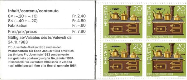 SERIE-83-349-2 Pro Juventute 1983 cartoncino cavallo a dondolo dorato