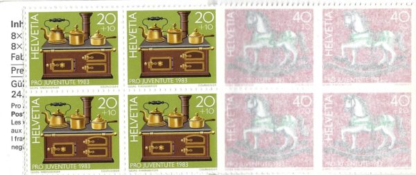 SERIE-83-349-3 Pro Juventute 1983 cartoncino cavallo a dondolo dorato