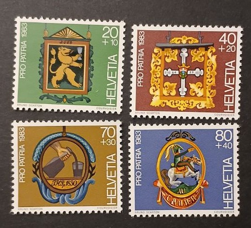 Serie Pro Patria 1983 quattro valori araldici Svizzera Svizzera Pro Patria 1983 – Serie completa