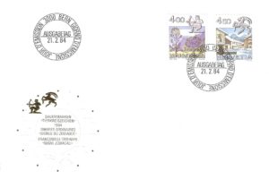Busta primo giorno Svizzera 1984 segni zodiacali Sagittario e Capricorno FDC Svizzera 1984 – Segni Zodiacali – Sagittario e Capricorno
