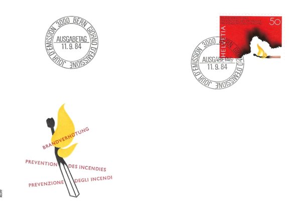 Busta FDC prevenzione incendi 1984 con francobollo da 50. FDC Prevenzione incendi 1984
