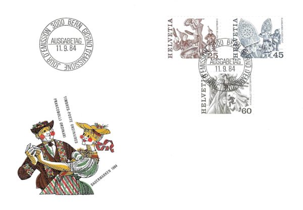 Busta FDC 1984 con serie ordinaria dedicata a temi folkloristici. FDC Francobolli ordinari 1984
